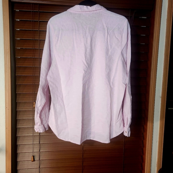 🌸 Orvis Women's XLarge Pink Button Up Classic Linen Blend Dress Shirt - Picture 2 of 7